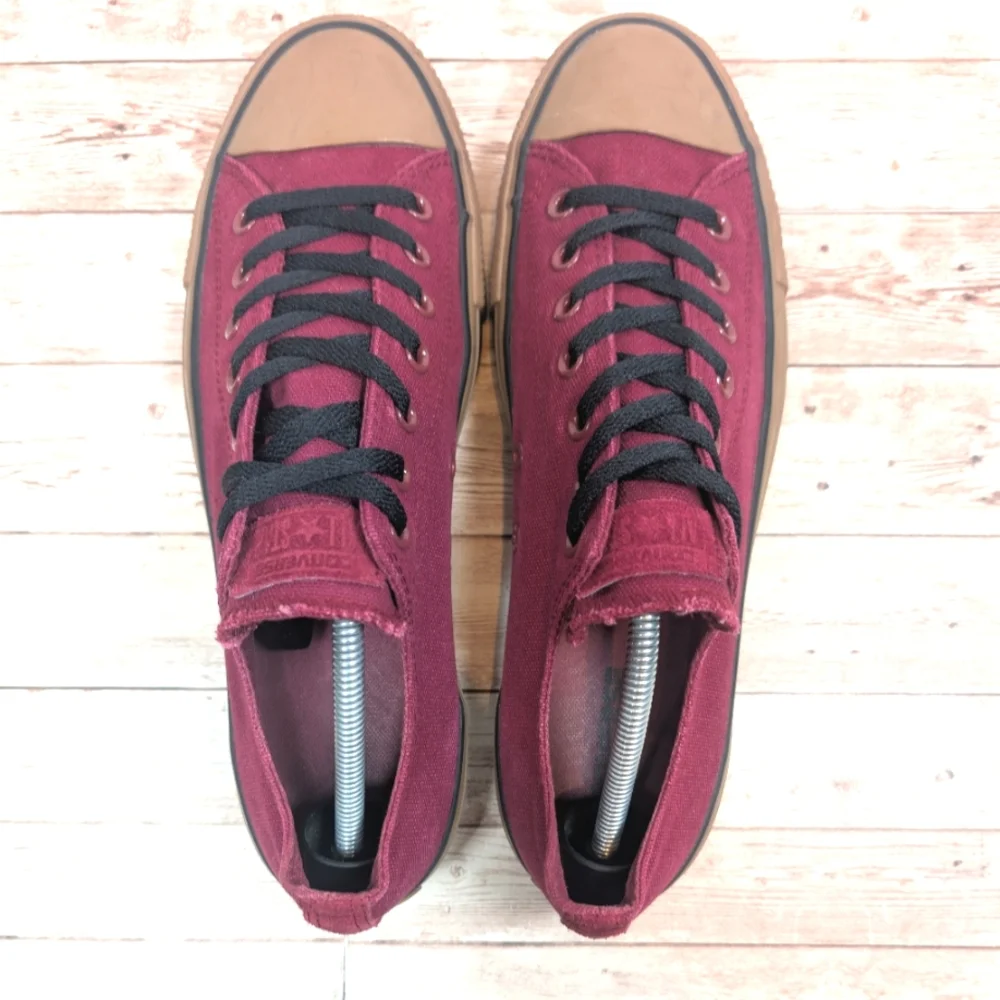 Converse All Star Low Top Wine Tan Gum Outsole Black Laces Dark Red Men's 11 - Picture 5 of 16